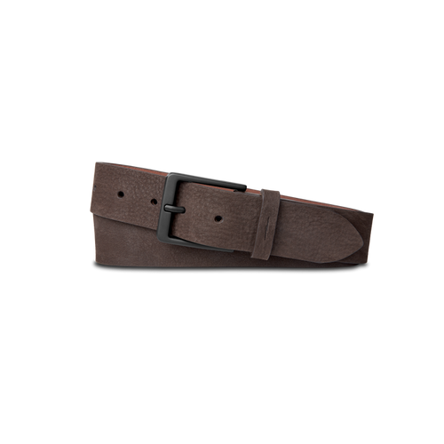 1 1/2" Lightning Bolt Keeper Belt Nubuck - Dark Brown