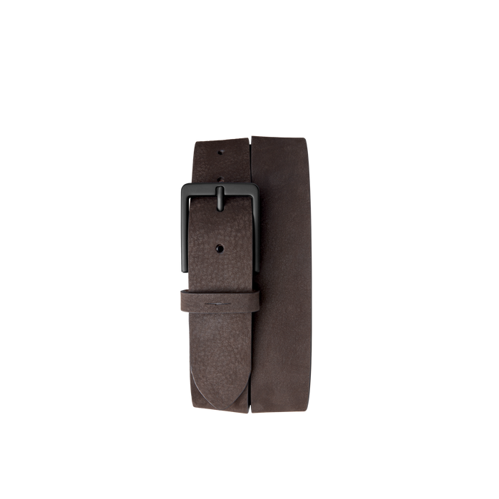 1 1/2" Lightning Bolt Keeper Belt Nubuck - Dark Brown