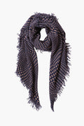 100% Cashmere Scarf Blue Warped Plaid