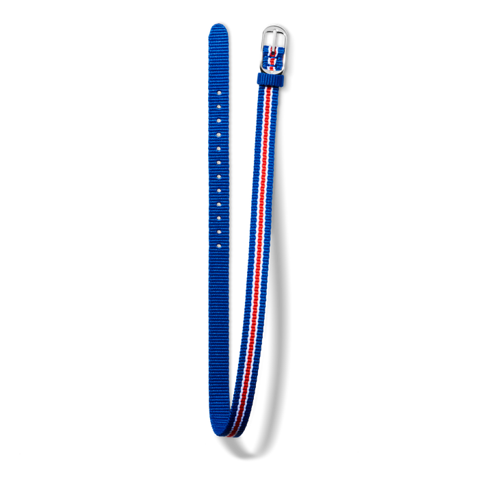 10mm Blue/White/Red Nylon Watch Strap - Blush / Coral / Bourbon