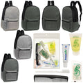 12 Basic Unisex 17" Backpacks in 4 Colors & Your Choice of 12 Bulk Hygiene Kits - Wholesale Care Package: Homeless, Emergency, Charity
