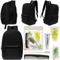 12 Black 17" Classic Backpacks & Your Choice of 12 Bulk Hygiene Kits - Wholesale Care Package: Homeless, Emergency, Charity