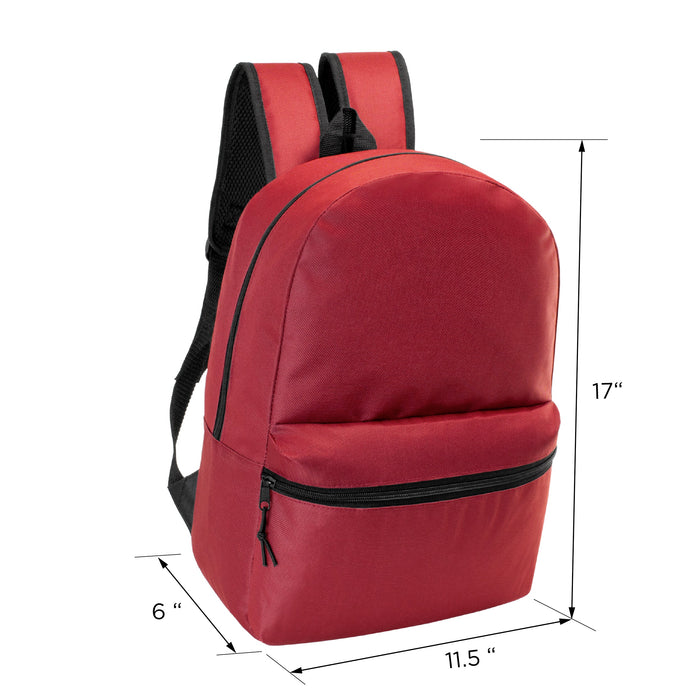 12 Classic 17" Backpacks in 8 Assorted Colors & Your Choice of 12 Bulk Hygiene Kits - Wholesale Care Package: Homeless, Emergency, Charity