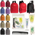12 Diamond Patch 17" Backpacks in Multi Colors & Your Choice of 12 Bulk Hygiene Kits - Wholesale Care Package: Homeless, Emergency, Charity