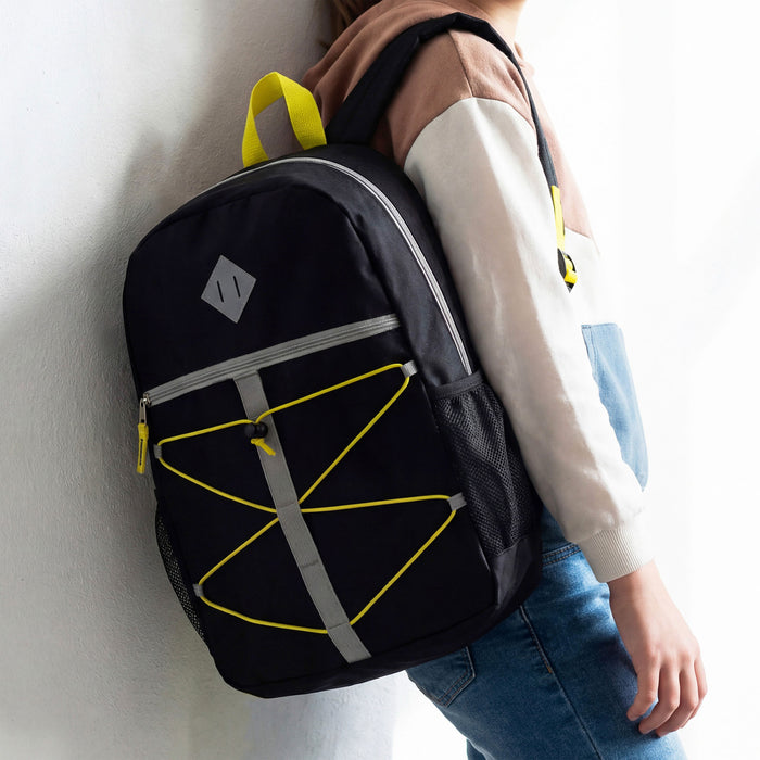 12 Wholesale 17" Bungee Backpack in 12 Colors & 12 Bulk School Supply Kits of Your Choice
