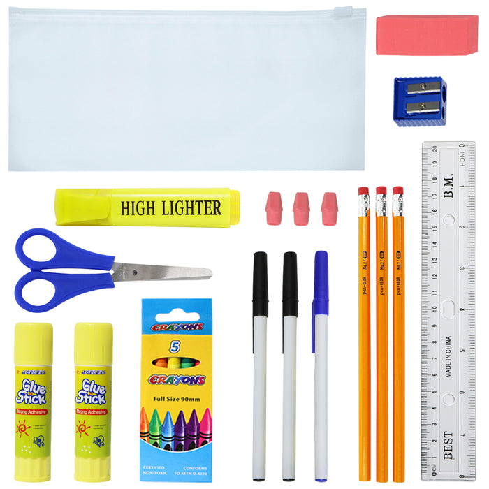 12 Wholesale 17" Character Backpacks for Boys & 12 Bulk School Supply Kits of Your Choice