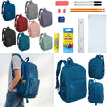 12 Wholesale 17" Deluxe Padded Backpacks & 12 Bulk School Supply Kits of Your Choice
