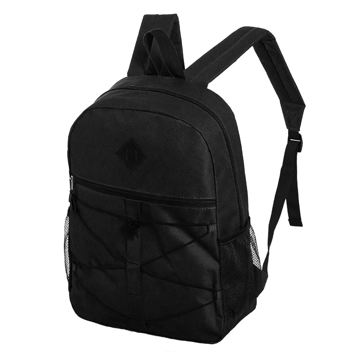 12 Wholesale 18" Black Bungee Backpacks & 12 Bulk School Supply Kits of Your Choice