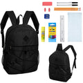 12 Wholesale 18" Black Bungee Backpacks & 12 Bulk School Supply Kits of Your Choice