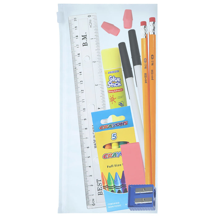 16 Piece Basic Wholesale School Supply Kits for Kids - Bulk Case of 48 Kits
