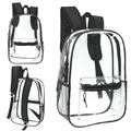 17" Clear Wholesale Backpack in Black With Side Pockets - Bulk Case of 24 Bookbags