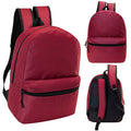 17" Kids Basic Wholesale Backpack in Dark Red - Bulk Case of 24 Bookbags