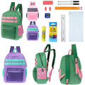 17" Multi Color Girls Wholesale Backpacks in 3 Colors & 12 Bulk School Supply Kits of Your Choice