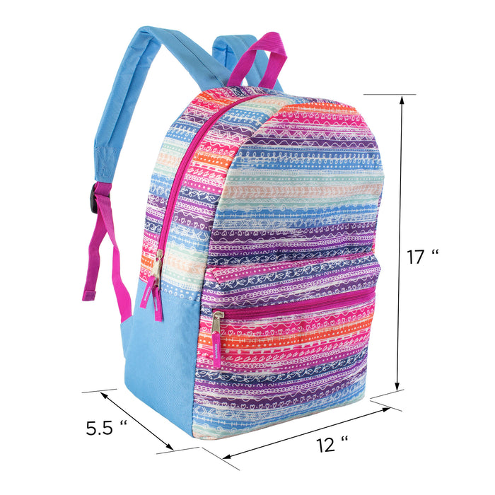 17" Patterned Wholesale Backpacks In 12 Assorted Prints - Bulk Case Of 24 Bookbags