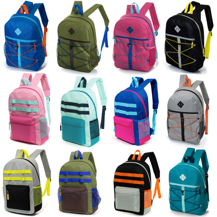 Different designs of back to school wholesale backpacks.