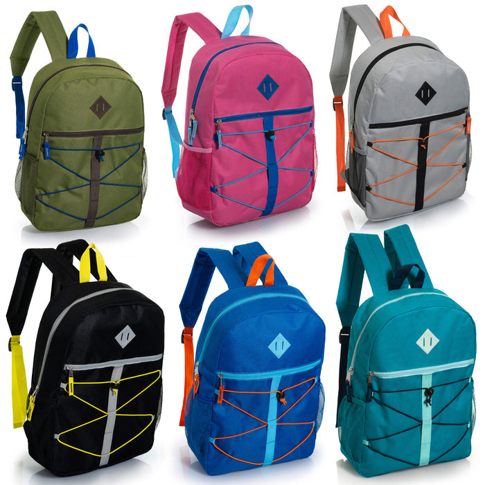 17" Wholesale Backpacks | 2 Different Prints | Dual Mesh Side Pockets - Bulk Case of 24 Bookbags