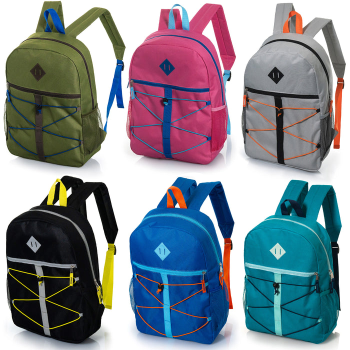 17" Wholesale Backpacks | 2 Different Prints | Dual Mesh Side Pockets - Bulk Case of 24 Bookbags