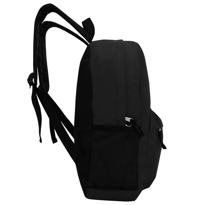 17" Wholesale Backpacks In Black | Padded Back | Bulk Case of 24 Bookbags