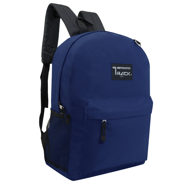 17" Wholesale Backpacks In Navy Blue | Padded Back | Bulk Case of 24 Bookbags
