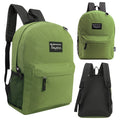17" Wholesale Backpacks In Olive | Padded Back | Bulk Case of 24 Bookbags