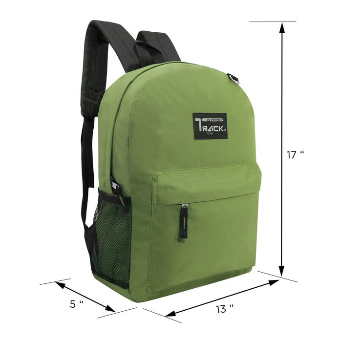 17" Wholesale Backpacks In Olive | Padded Back | Bulk Case of 24 Bookbags