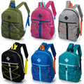 17" Wholesale Bungee Backpacks in 6 Colors with Side Pockets - Bulk Case of 24 Bookbags