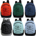 19" Deluxe Wholesale Bungee Backpacks in 6 Colors | Dual Mesh Side Pockets - Bulk Case of 24 Bookbags