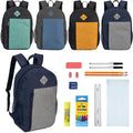 19" Padded Back Wholesale Backpacks in 4 Multi-Colors & 12 Bulk School Supply Kits of Your Choice
