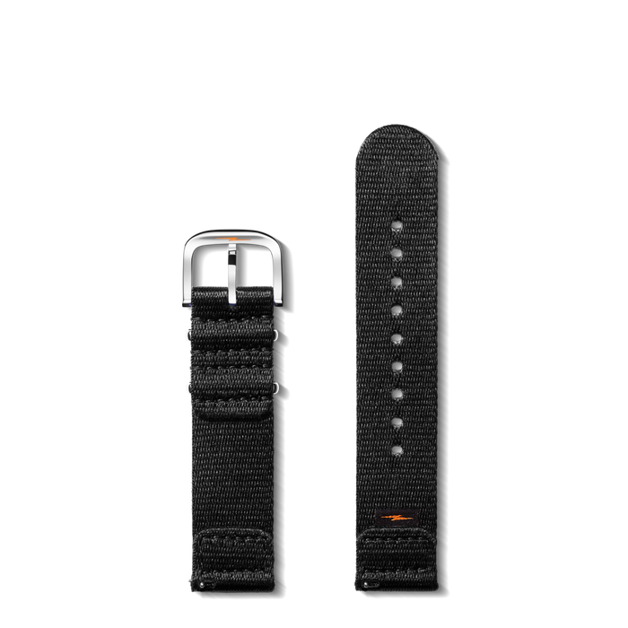 20mm Black G10 Nylon Watch Strap - Black