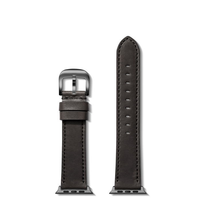 20mm Black Leather Apple Watch Strap - Black