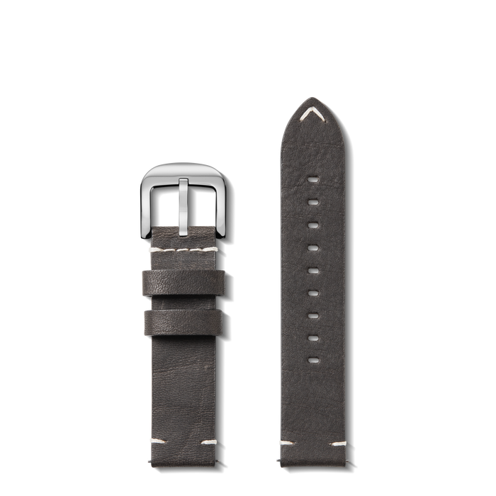 20mm Grizzly Black Leather Watch Strap - Grizzly Black