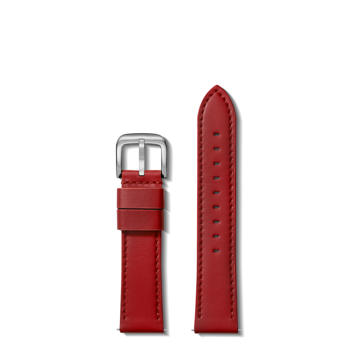 20mm Pop Red Leather Watch Strap - Pop Red