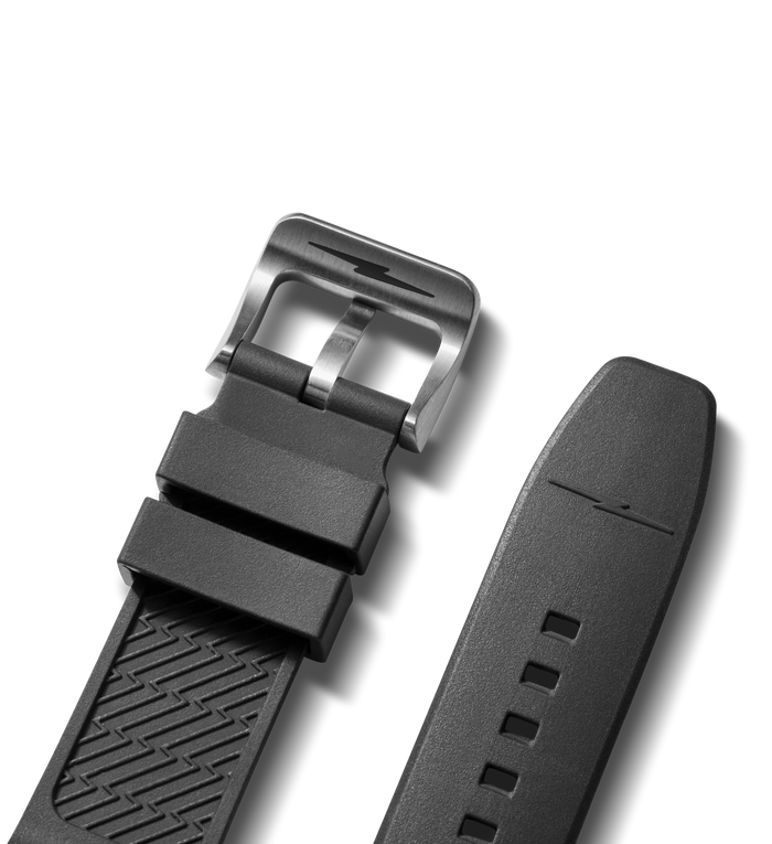 22mm Black Expandable Dive Rubber Watch Strap - Black
