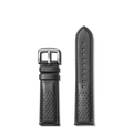 22mm Black Perforated Leather Watch Strap - Black