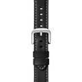 24mm Black Leather Watch Strap - Black