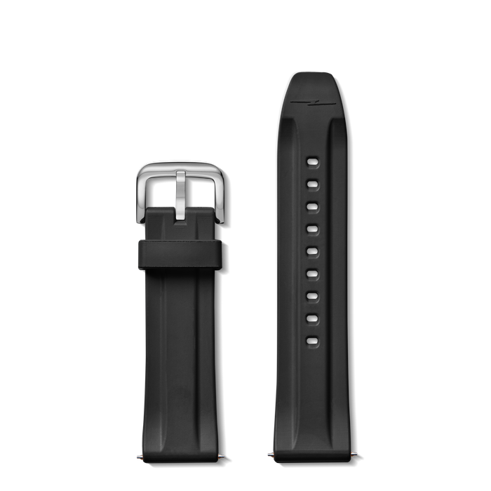 24mm Black Rubber Watch Strap - Black