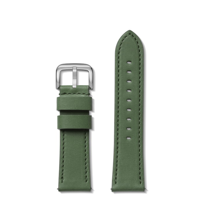 24mm Green Leather Watch Strap - Green