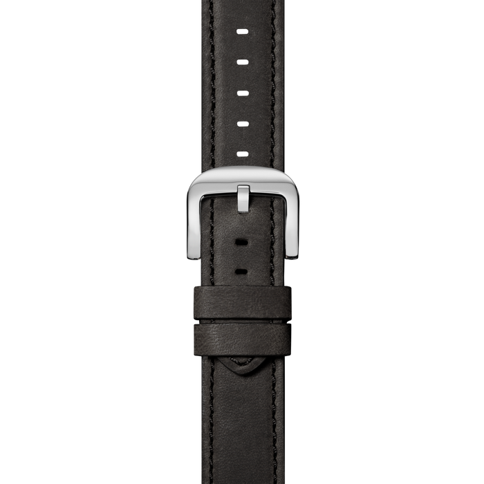 24mm Grizzly Black Leather Watch Strap - Grizzly Black