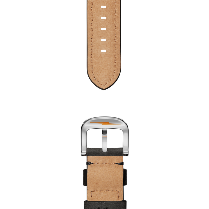 24mm Grizzly Black Leather Watch Strap - Grizzly Black
