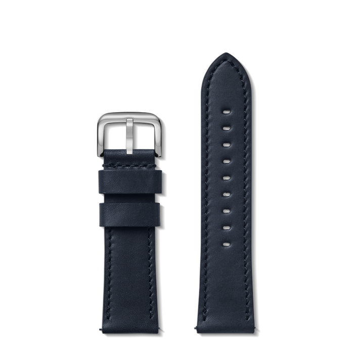 24mm Navy Leather Watch Strap - Navy
