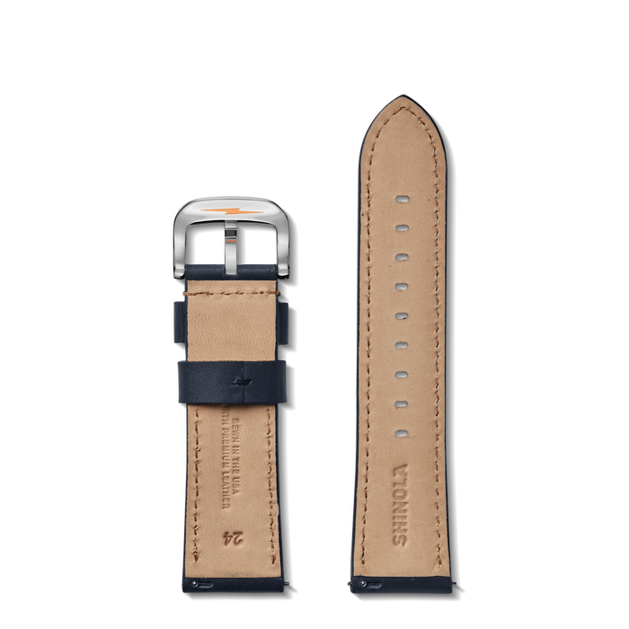 24mm Navy Leather Watch Strap - Navy