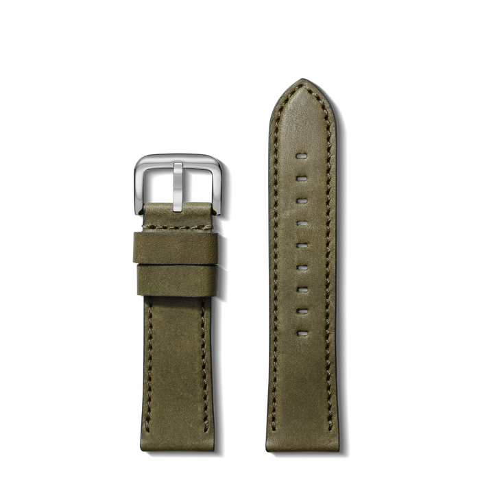24mm Olive Leather Watch Strap - Olive