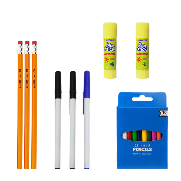 34 Piece Premium Pre-Packaged Wholesale School Supply Kits - Bulk Case of 24 Kits