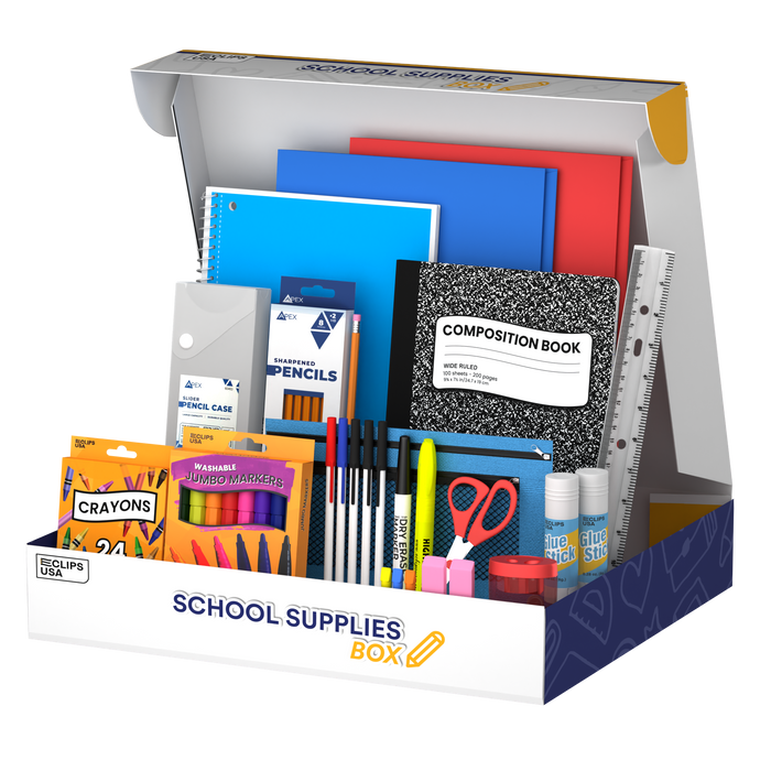 67 Piece Elementary School Wholesale School Supply Kits in a Box - Bulk Case of 12 Kits