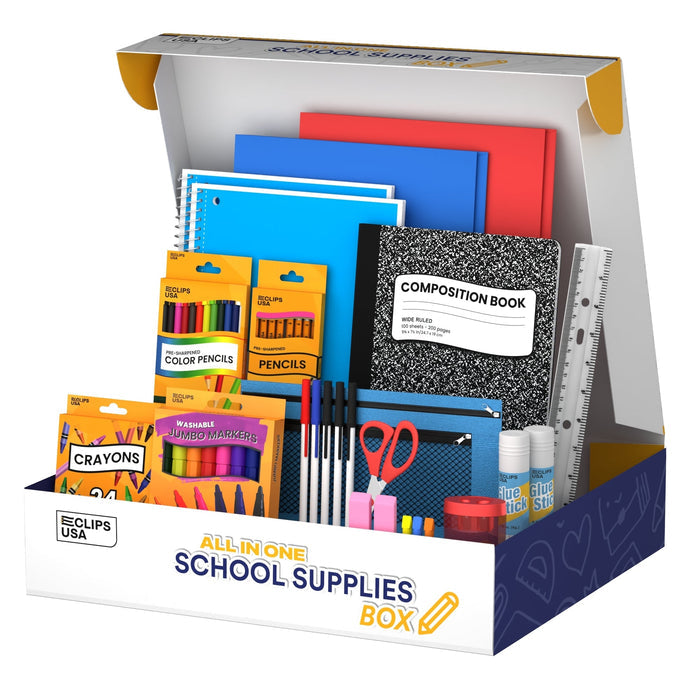 77 Piece K-5 Elementary School Wholesale School Supply Kits in a Box - Bulk Case of 12 Kits