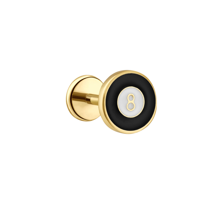 8 Ball Enamel Flat Back Stud