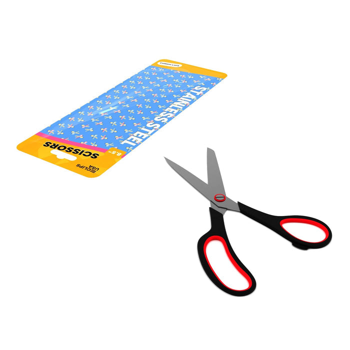 8 Inch Wholesale Scissors - Stainless Steel with a Pointed Tip & Soft Handle - Bulk Case of 48