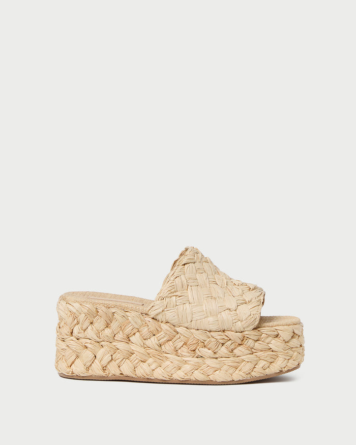 Aaron Natural Braided Straw Mule in natural raffia.
