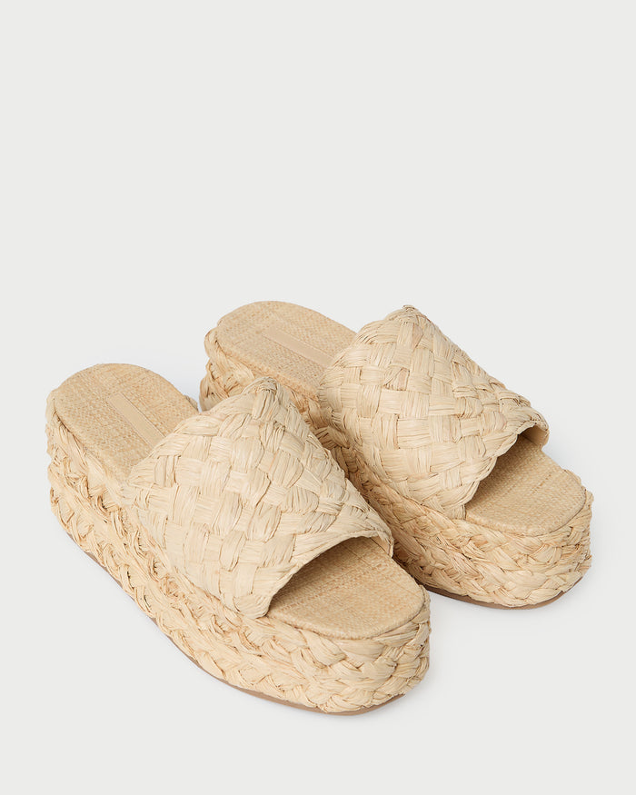 Aaron Natural Braided Straw Mule in natural raffia.