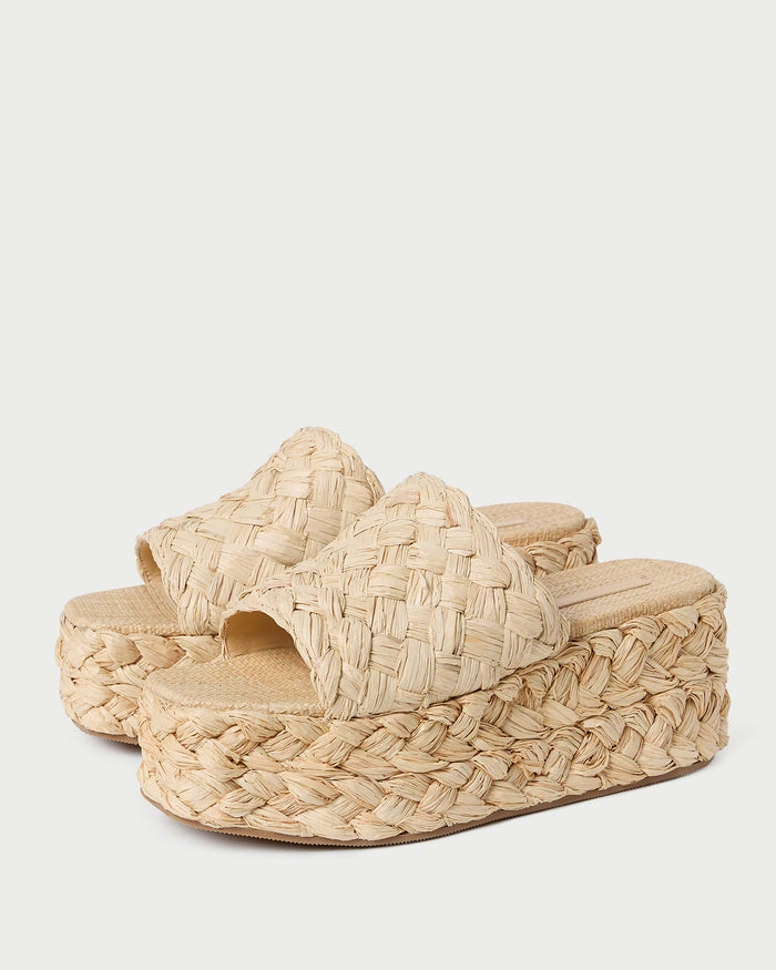 Aaron Natural Braided Straw Mule in natural raffia.